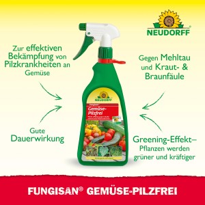 Neudorff Fungisan Gemüse-Pilzfrei 1l Sprühflasche zur Bekämpfung von Pilzkrankheiten an Gemüse.
