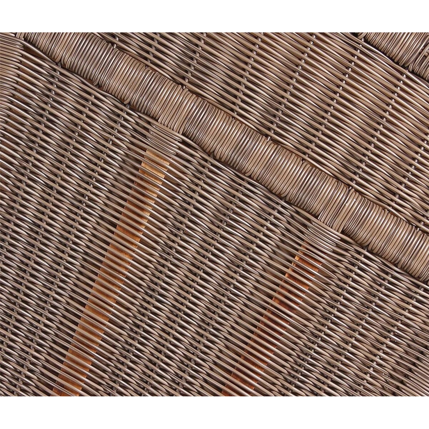 Detailaufnahme: Graues PE-Geflecht des bene living Strandkorbs Schaalsee Teak, Nahaufnahme der Flechtstruktur.