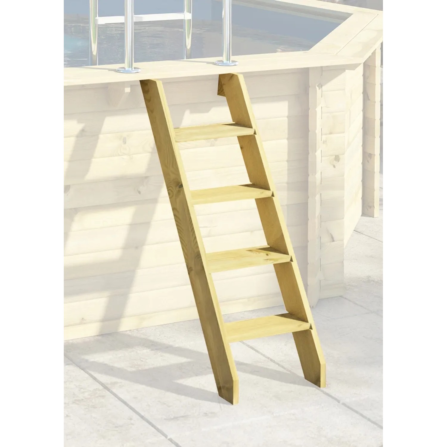 Holzpool-Leiter für Karibu Pool 4 KDI, Aufstiegshilfe zum Holzpool.