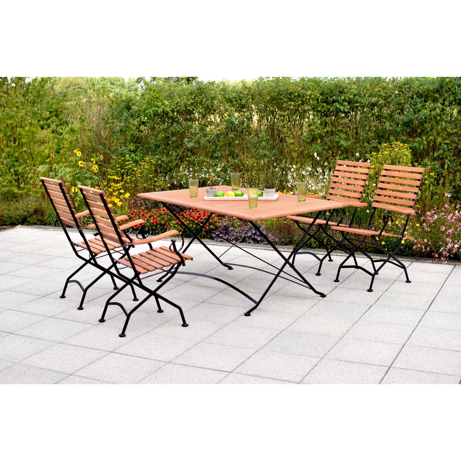 Merxx Schlossgarten Set 5-tlg. 4 Klappsessel Gartentisch 160 x 90 cm günstig online kaufen
