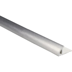 Viertelkreis-Abschlussprofil, Silber gebürstet, 10mm x 2,5m, für Fliesen.