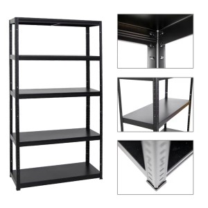 Schwarzes PROREGAL Schwerlastregal Steel Eagle, 180x100x40 cm, mit 5 Metallböden.