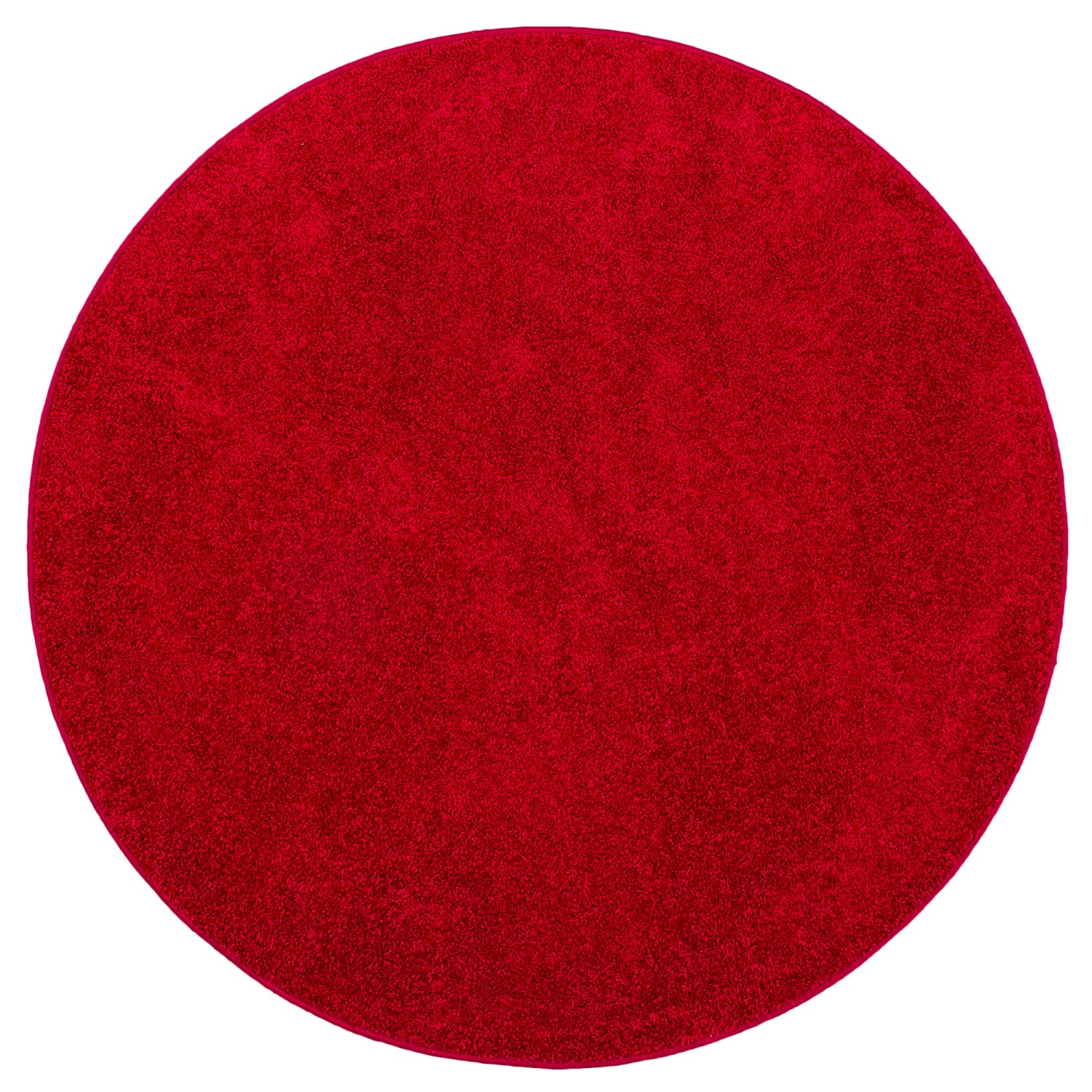 Runder, roter Hochflor Teppich (200cm) der Marke Snapstyle. Flauschiger Velours Teppich für Wohnräume.