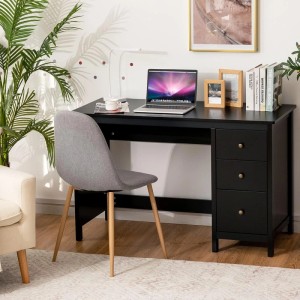 Costway Schreibtisch schwarz mit 3 Schubladen, 120x50x75 cm. Bürotisch für Arbeitszimmer oder Büro.