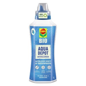 Compo Bio Universaldünger Aqua Depot 1L Flasche für Zimmer-, Balkon- und Gartenpflanzen.