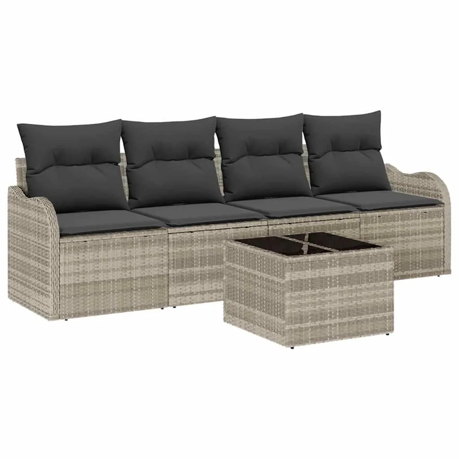 Thumbnail - vidaXL Garten-Sofa-Set mit Kissen 5-Tlg Hellgrau und Dunkelgrau 3354241