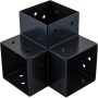 Anthrazitfarbener 90° Steckverbinder Ecke mit 3 Enden (91x91) für Holzkonstruktionen.