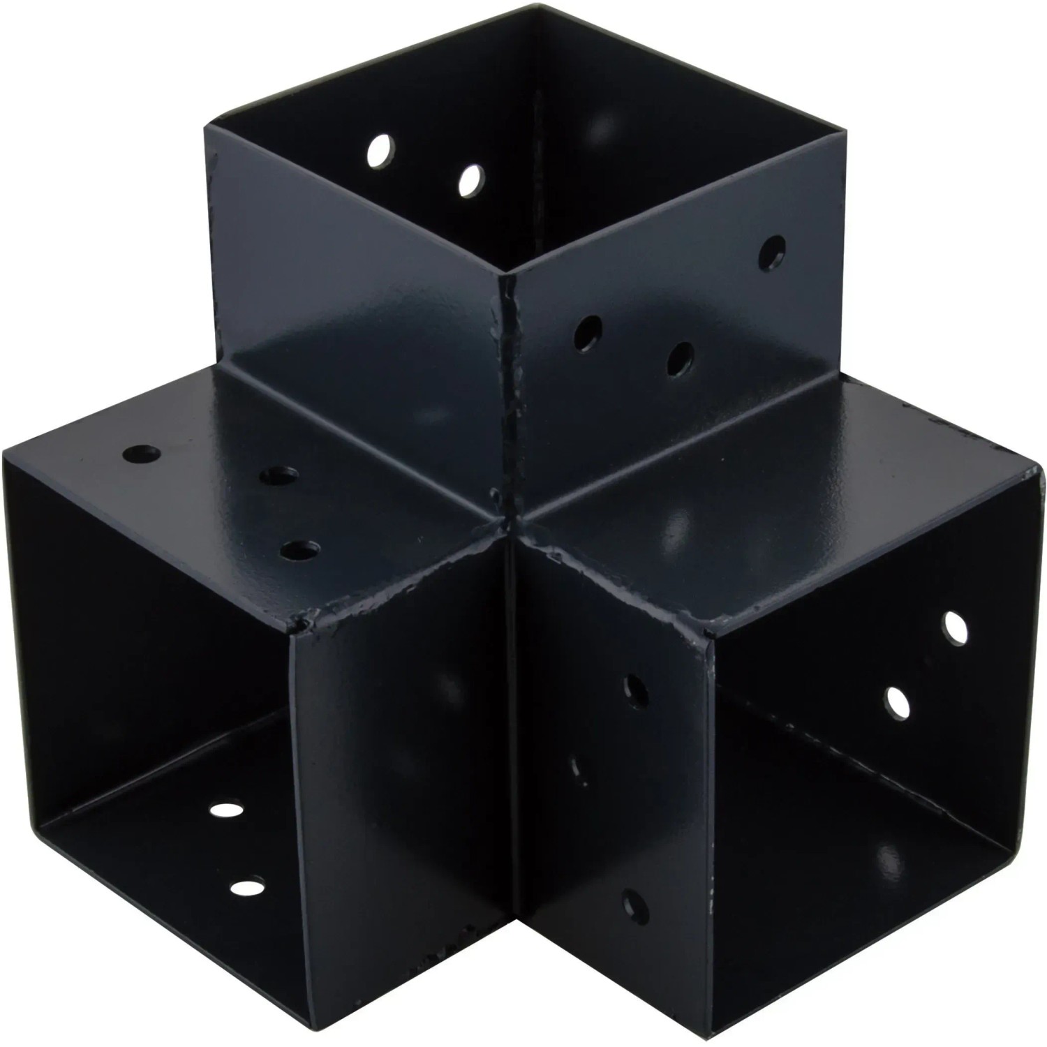 Anthrazitfarbener 90° Steckverbinder Ecke mit 3 Enden (91x91) für Holzkonstruktionen.
