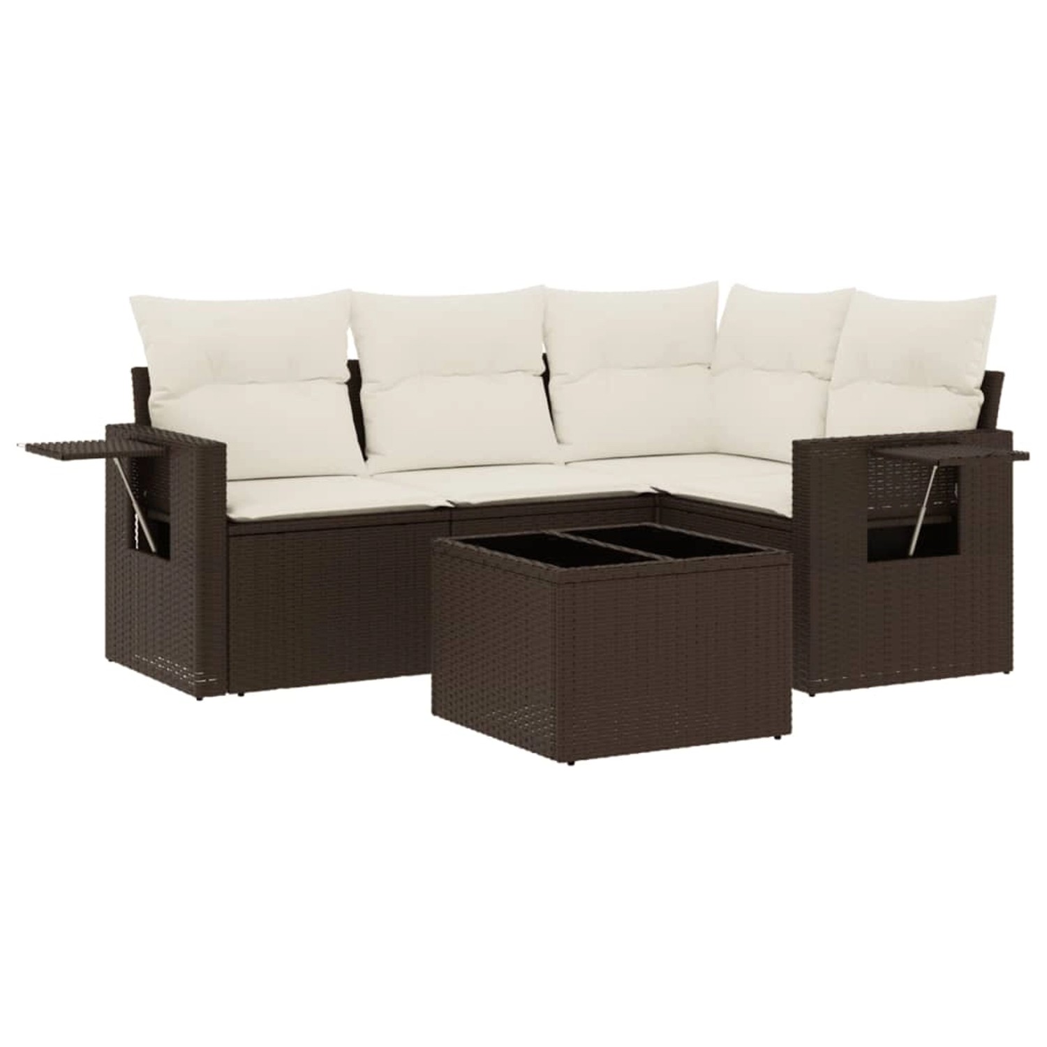 vidaXL 5-Tlg Garten-Sofagarnitur mit Kissen Braun Poly Rattan 3220122 günstig online kaufen