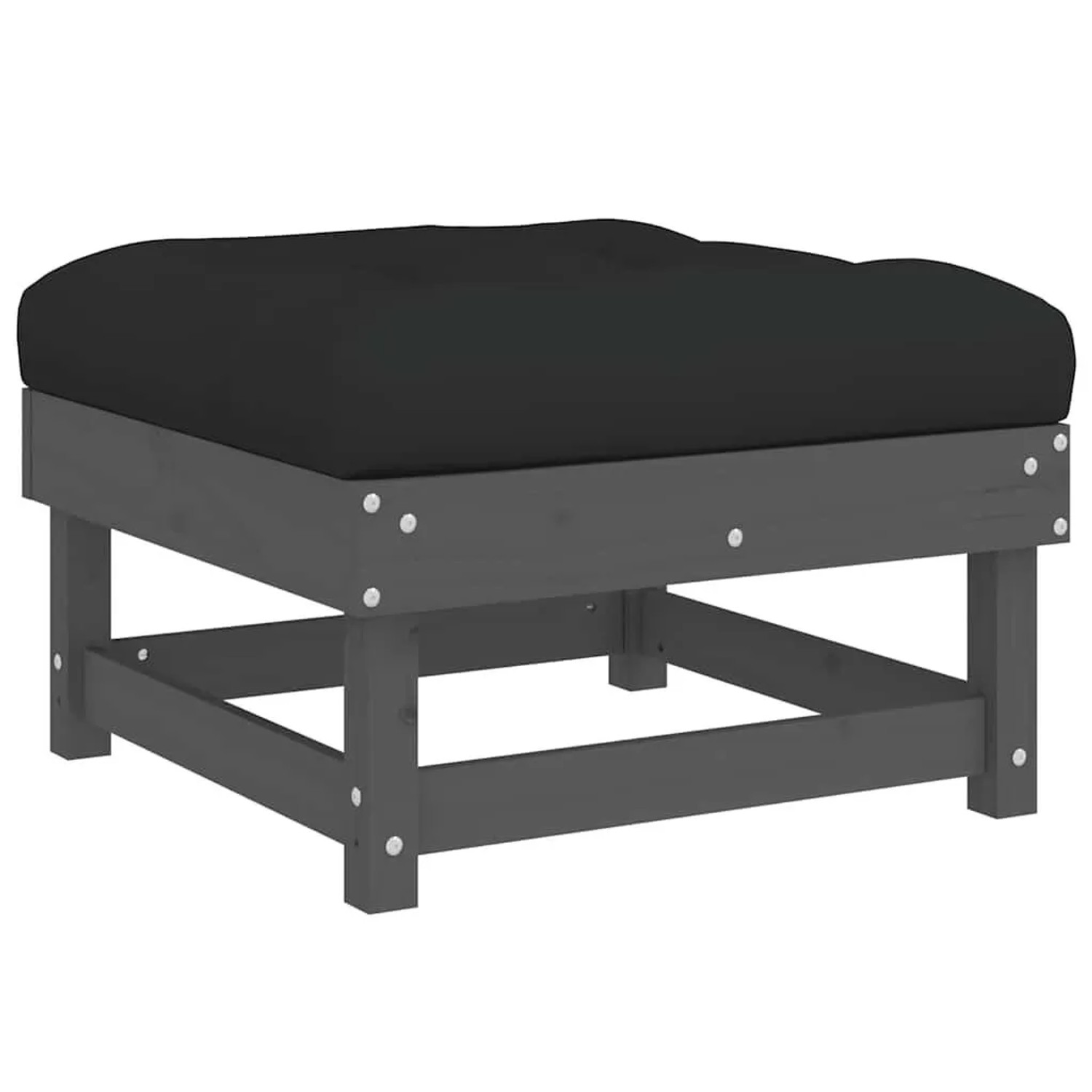 vidaXL Gartenhocker mit Kissen Grau Massivholz Kiefer 825438