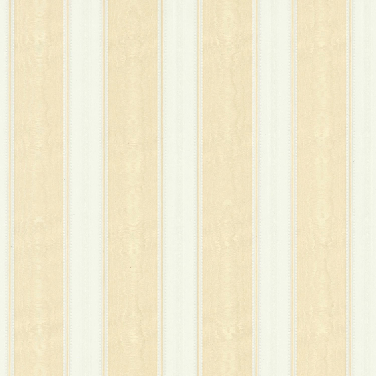 PROFHOME Streifen Tapete in Textiloptik, beige und weiß, für Wohnraumgestaltung.