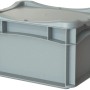 Graue Eurobox-System Box Vollwand, 30x20x22 cm, für modulare Aufbewahrung.