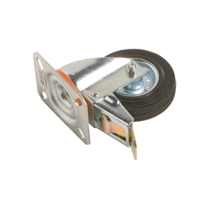 Transport-Lenkrolle mit Gummirad, Ø 100 mm, mit Feststeller. Traglast 70 kg.