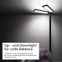 Schwarze LUXULA LED Stehleuchte mit Up- und Downlight für Büro/Homeoffice.