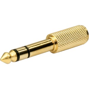 Goldener Schwaiger Kopfhöreradapter Stereo für Audio-Zubehör mit 3,5 mm auf 6,3 mm Klinke.