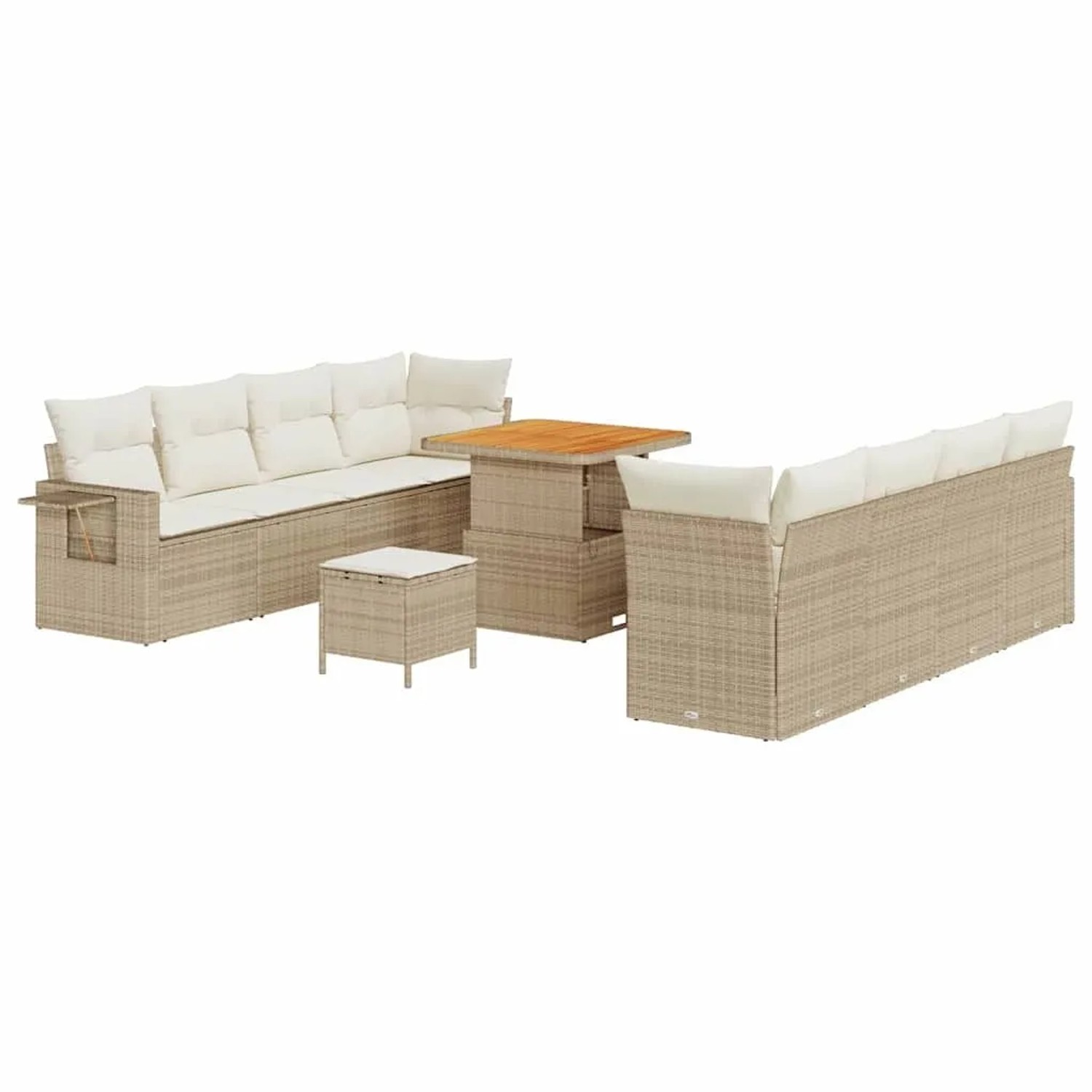 vidaXL Gartensofa-set mit Kissen 11-Tlg Beige und Creme Poly-Rattan 3363666 günstig online kaufen
