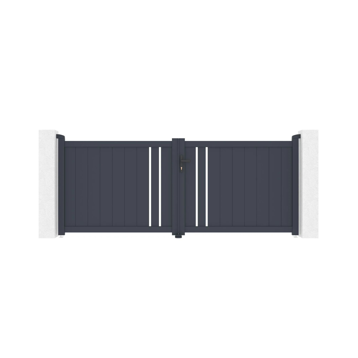 Casanoov Verstellbares Drehtor Breite Giona 300x120cm Grau Aluminium