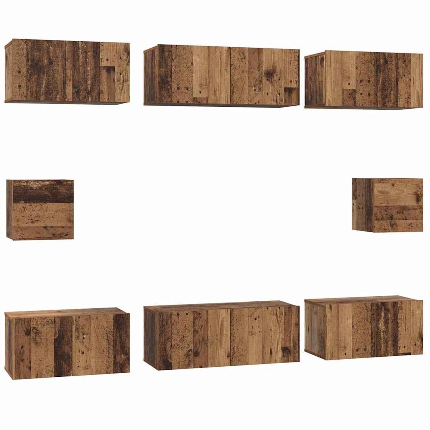 vidaXL TV-Schrank Set Wandmontiert Altholz Holzwerkstoff 3393165 günstig online kaufen