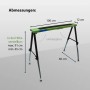 TRUTZHOLM Arbeitsbock, klappbar und höhenverstellbar bis 91cm, mit Maßangaben.