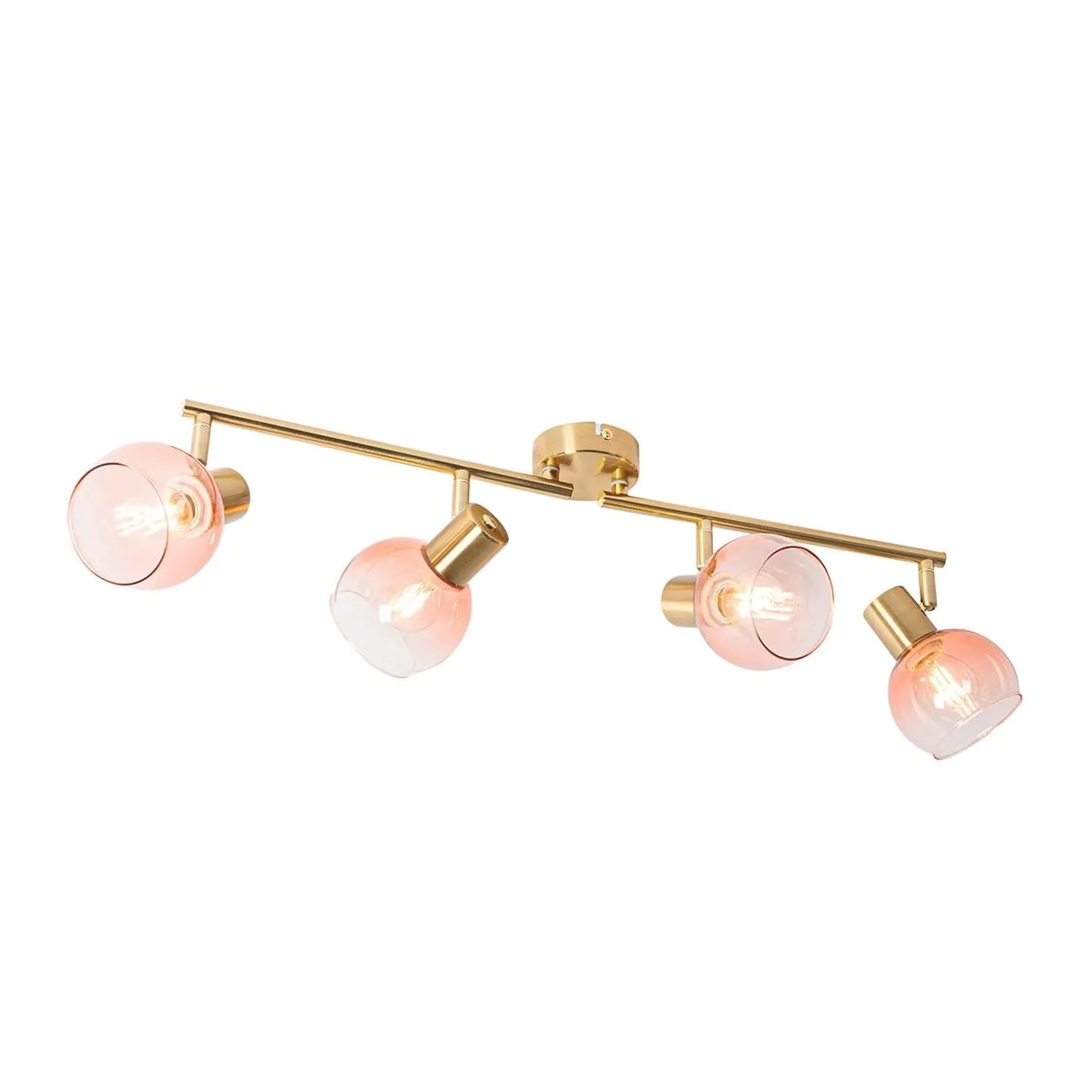 QAZQA Art Deco Spot Gold mit Rosa Glas 4 Flammig Vidro
