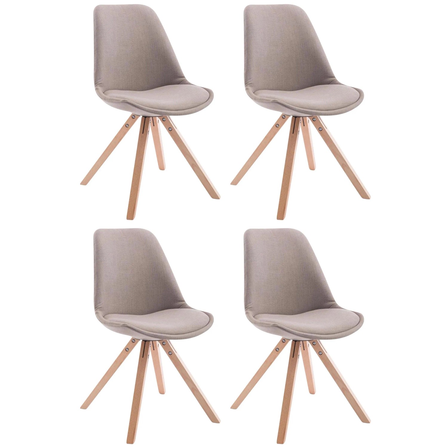 DELUKE 4er Set Besucherstuhl SYDNEY Stoff Taupe 48x56x84cm Konferenzstuhl Wartezimmerstuhl Bürostuhl