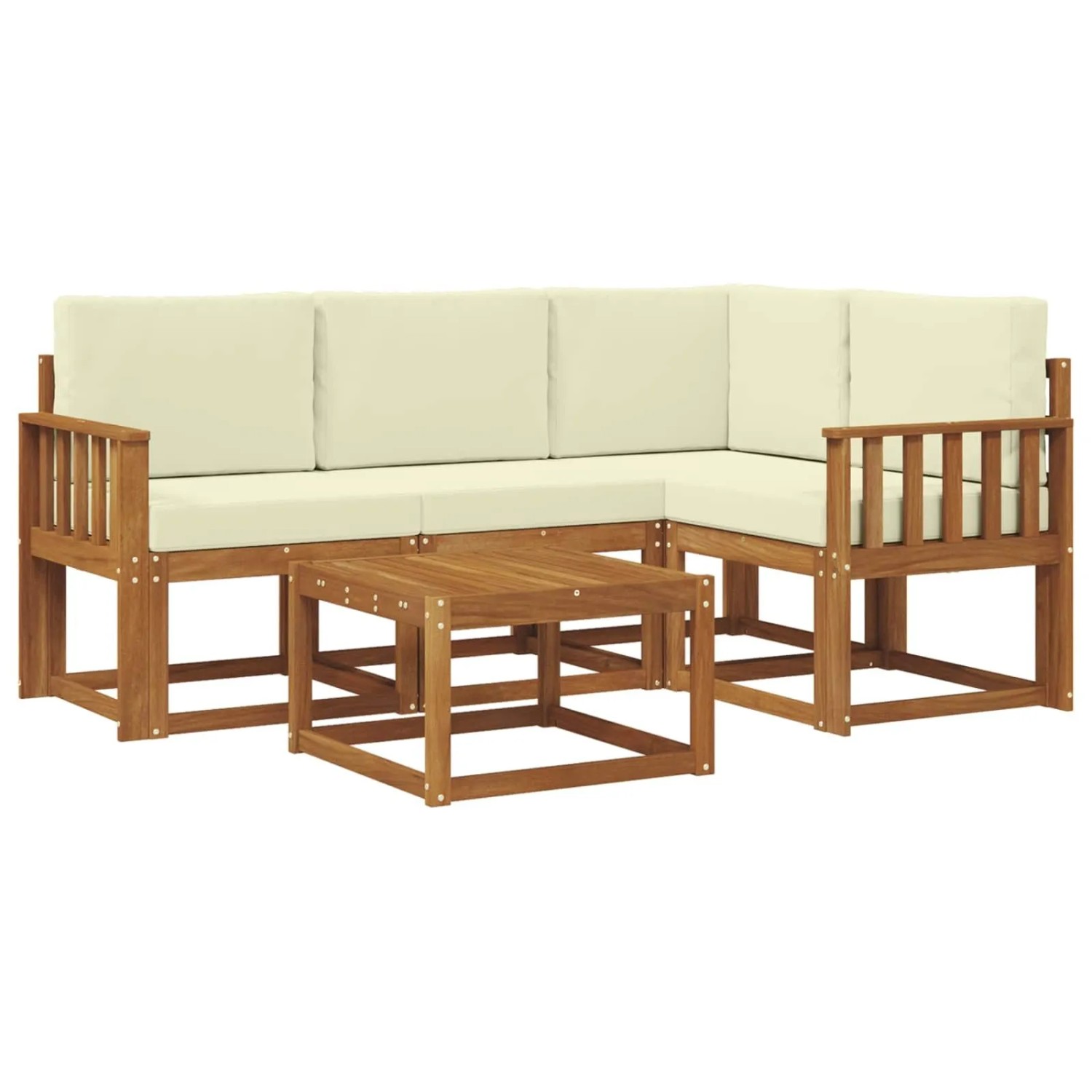 vidaXL Outdoor-Sofagarnitur mit Kissen 5 Stk Natur und Creme 3366353