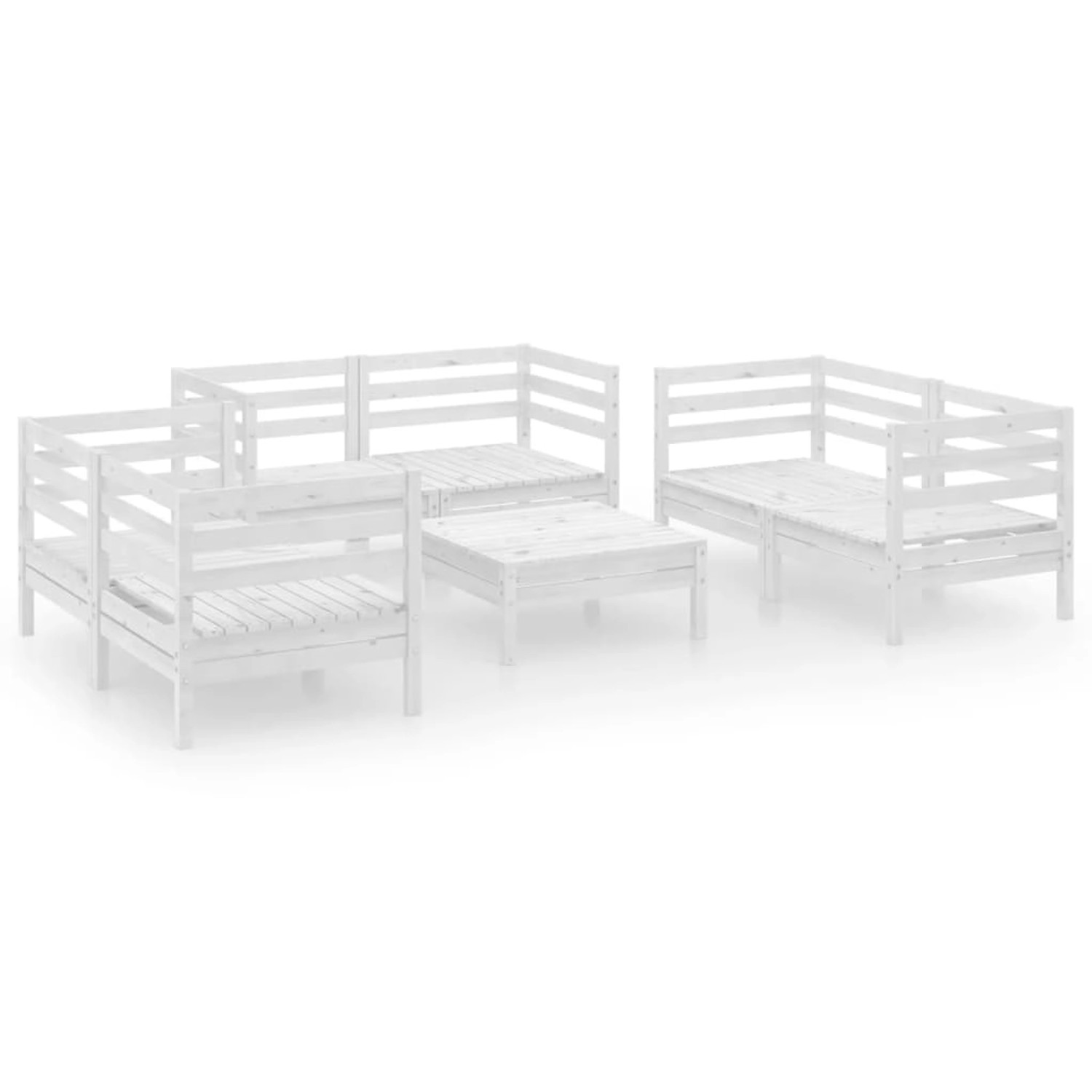vidaXL 7-Tlg Garten-Lounge-Set Weiß Massivholz Kiefer 3082588