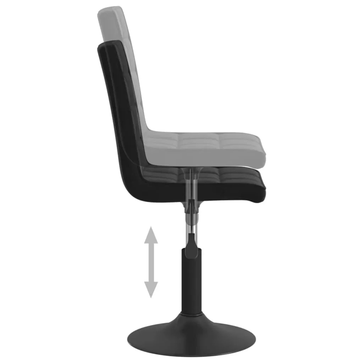 Schwarzer, drehbarer Samt Esszimmerstuhl (2er-Set) von vidaXL mit Höhenverstellung.