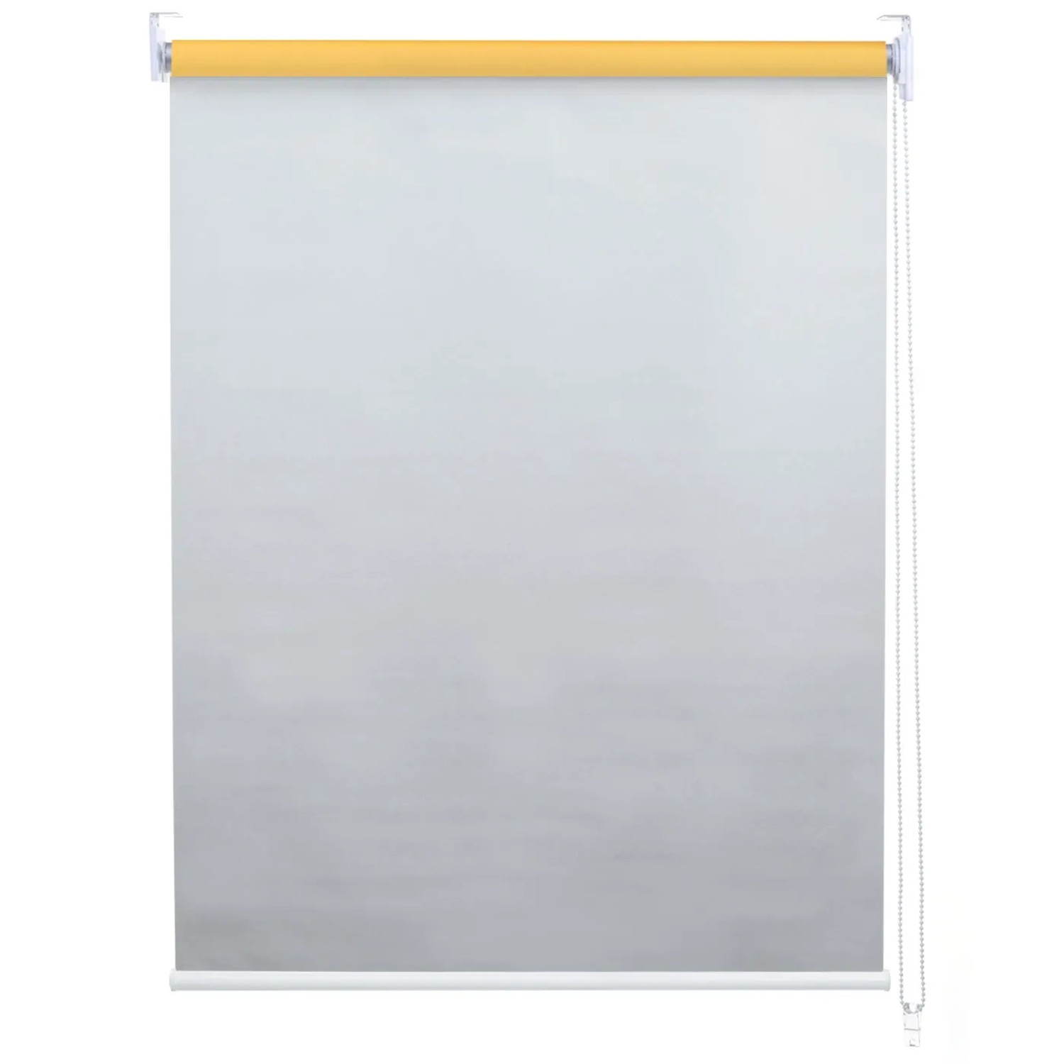 Gelbes MCW Rollo, 110x160cm, mit Kettenzug für Wand- oder Deckenmontage.