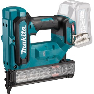 Makita Akku-Stauchkopfnagler FN001GZ, 40V, blau-schwarz, für Deko- und Fußleisten.