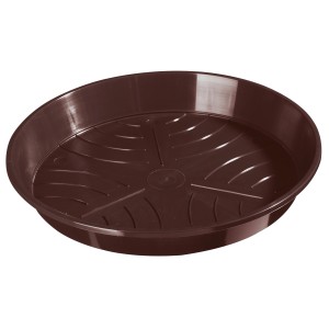 Brauner Geli Untersetzer Standard, Ø 24 cm, aus robustem Kunststoff für Pflanzen.