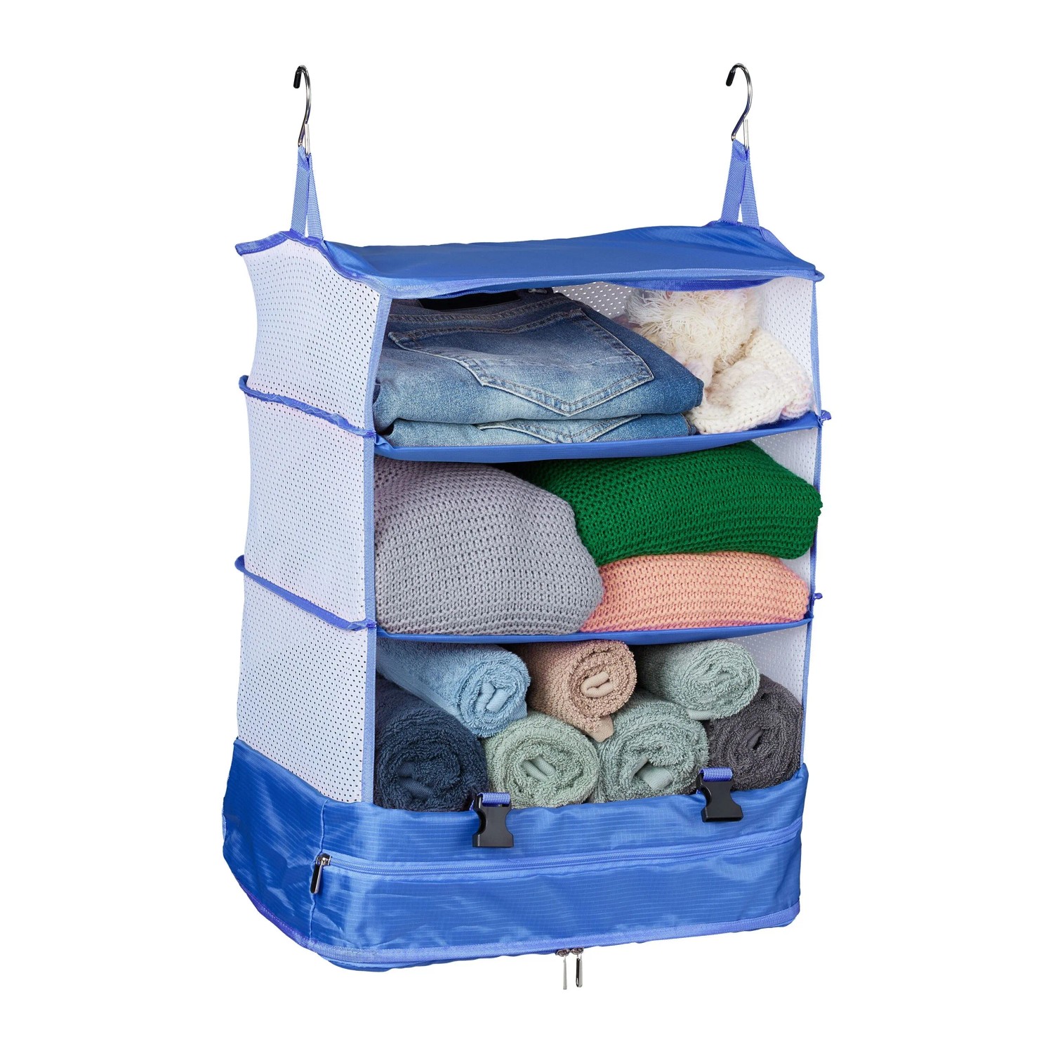 Relaxdays Gepäck-Organizer 4 Fächer Polyester Blau Faltbar 55 cm x 44 cm x 30 cm 0,8 kg