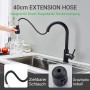 AICA Küchenarmatur, schwarz matt, mit ausziehbarer Brause und 360° drehbarem Auslauf.