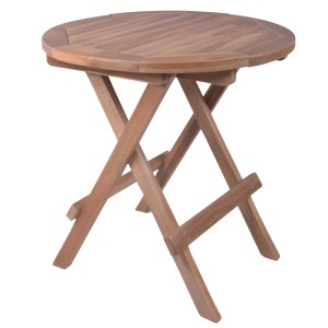 DELUKE Gartentisch NELLE Rund Teak TeakBraun 50x50x51cm Garten Beistelltisch Wetterfest Outdoor Tisch