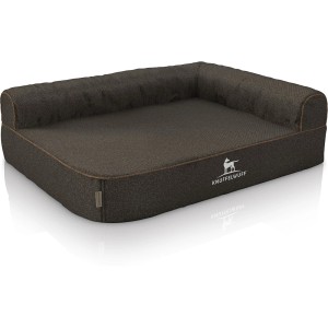 Knuffelwuff Eck Hundebett Marlie XXL, orthopädisch, Velours, 120x80cm, Lehne rechts, schwarz.