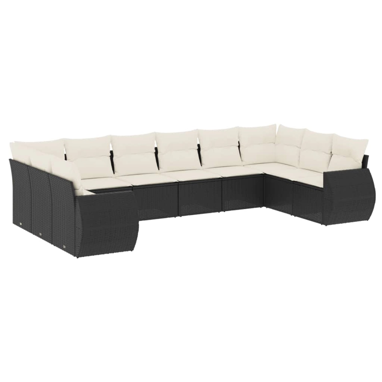vidaXL 10-Tlg Garten-Sofagarnitur mit Kissen Schwarz Poly Rattan 3254203 günstig online kaufen