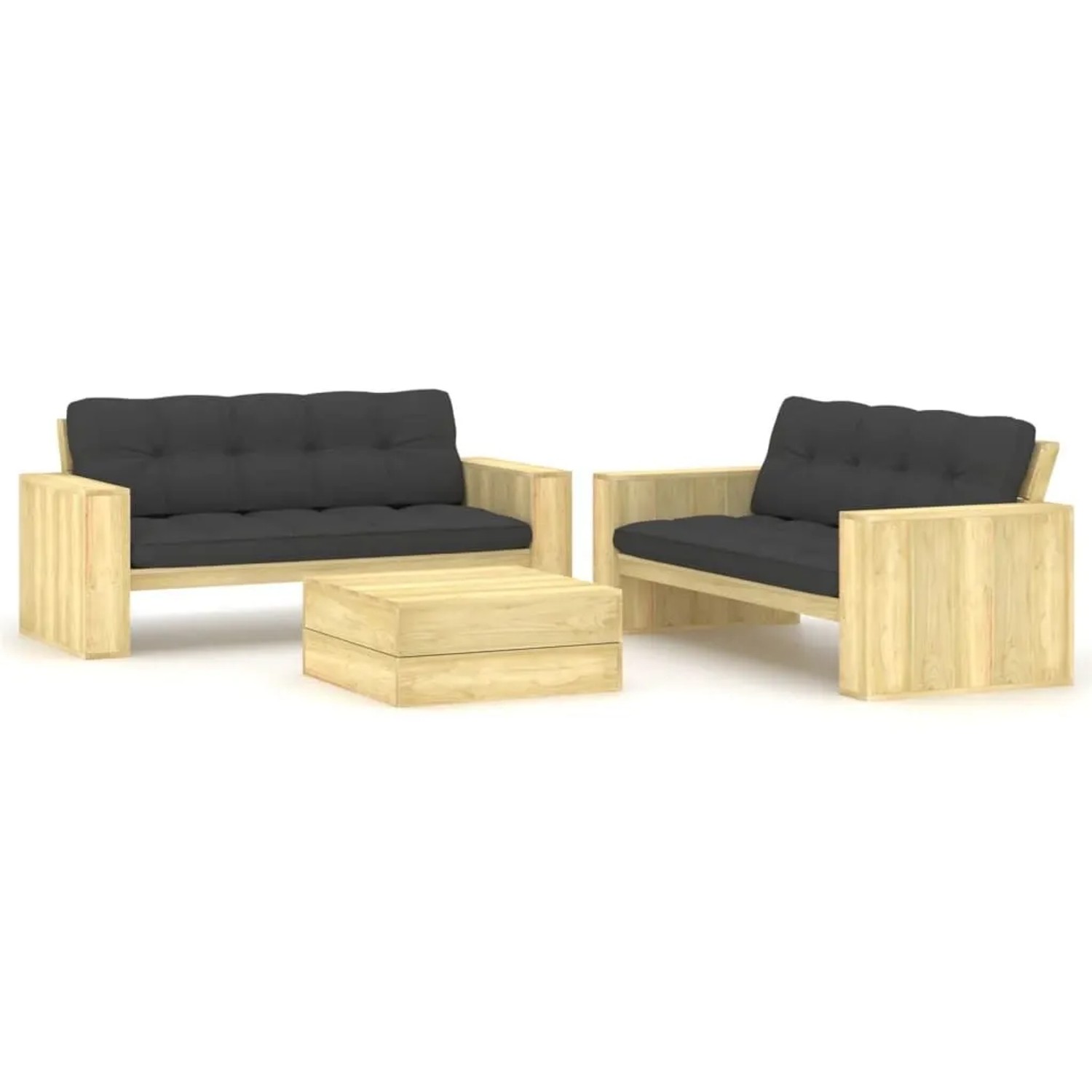 vidaXL 3-Tlg Garten-Lounge-Set mit Kissen Kiefernholz Imprägniert 3065783