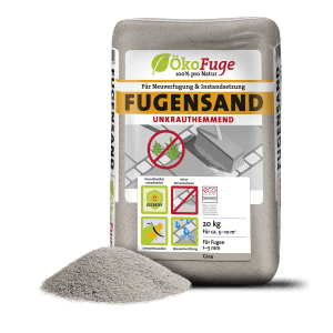Sack ökofuge Fugensand Grau, 20kg, zur Pflaster- und Plattenverfugung, unkrauthemmend.