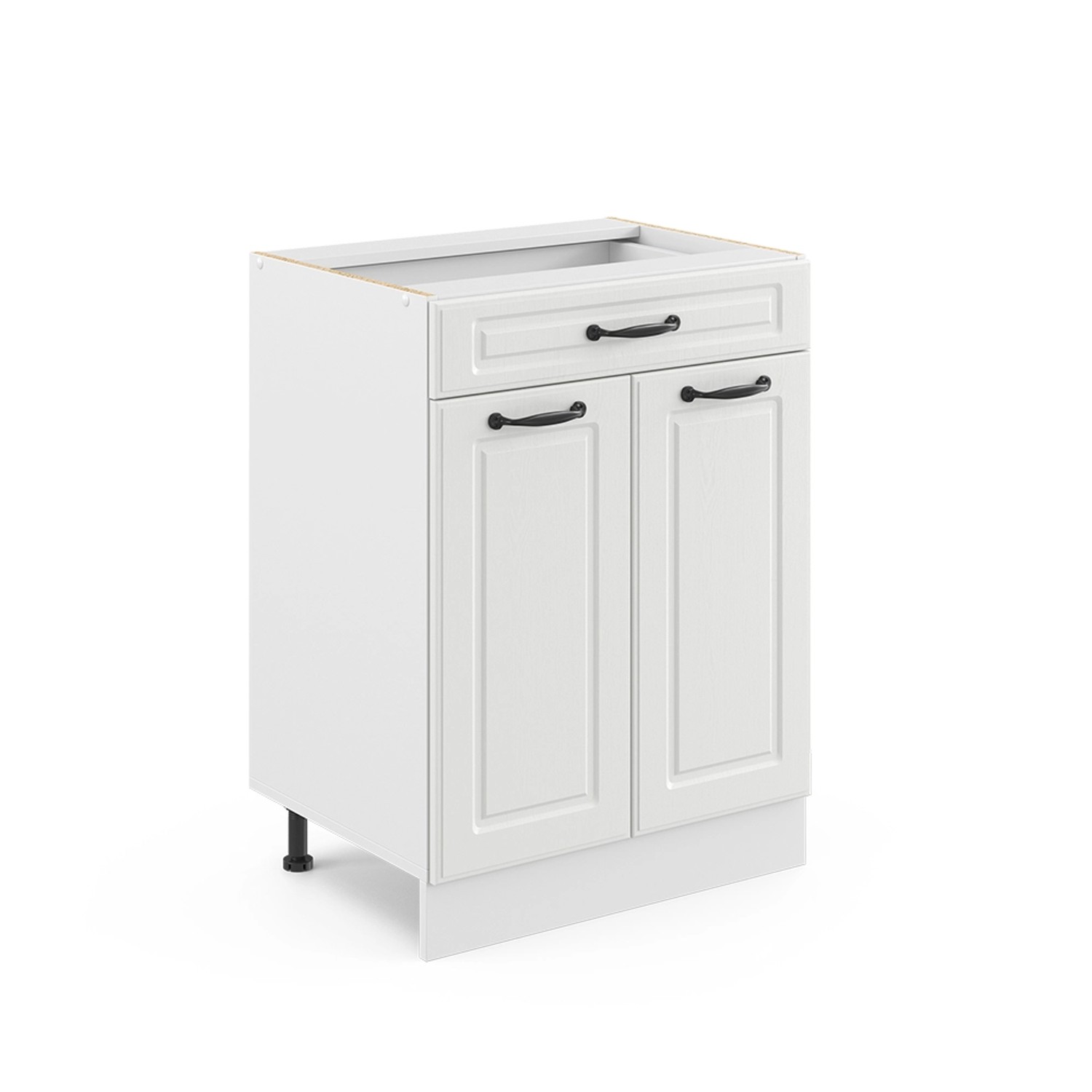 Vicco Küchenunterschrank R-Line Weiß Landhaus/Weiß 60 cm mit Schublade ohne Arbeitsplatte