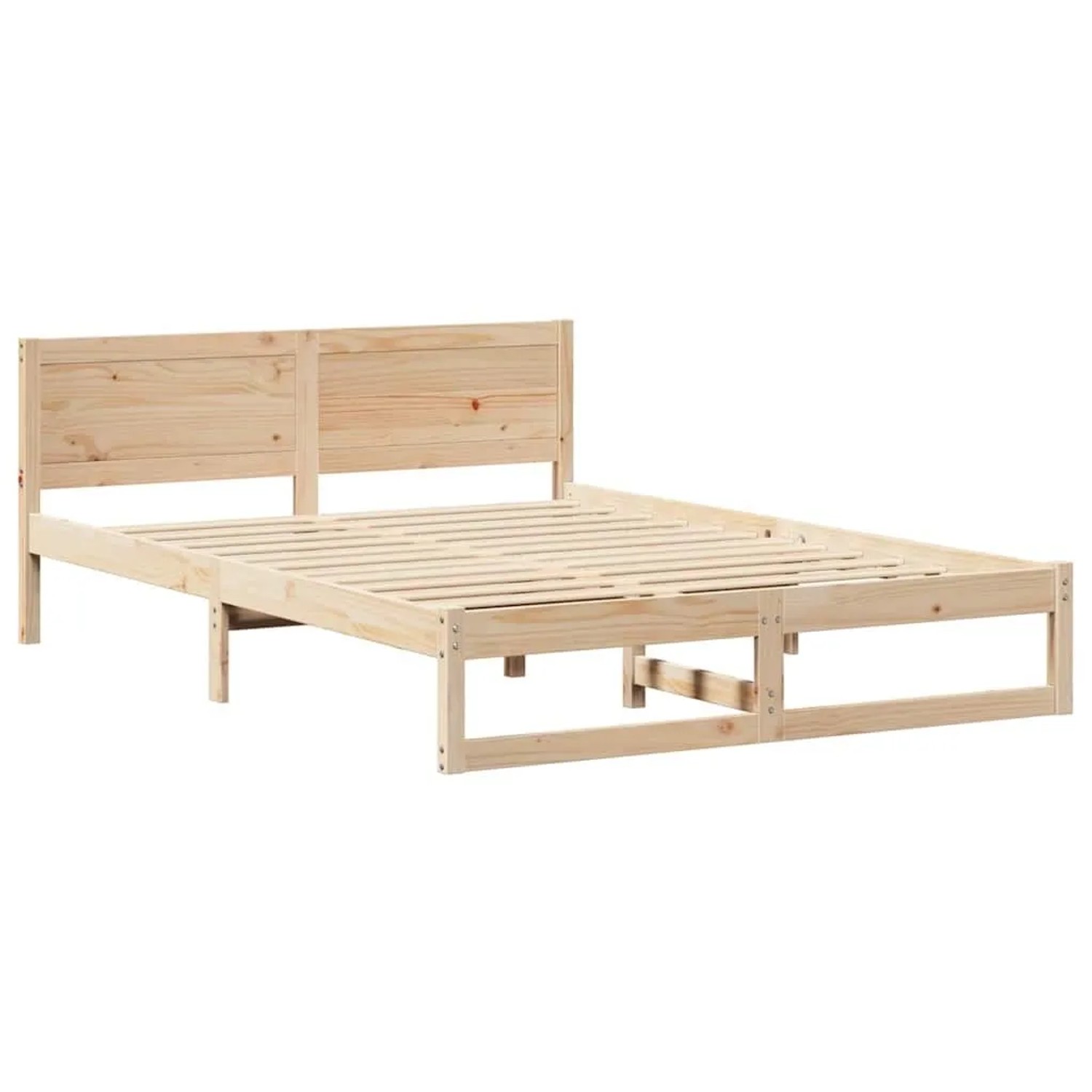 vidaXL Bettrahmen mit Kopfteil Natur 160 x 200 cm Massives Kiefernholz 873265