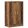 vidaXL Schuhschrank in Altholz-Optik, 60x35x92 cm, mit zwei Türen und silbernen Griffen.