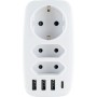 Schwaiger Adapter Schuko/Eurostecker mit USB-A und USB-C Anschlüssen, weiß.