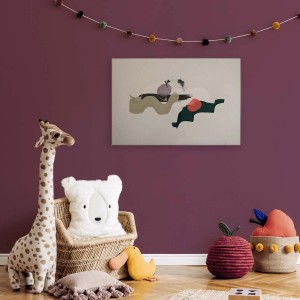 Bricoflor Leinwandbild mit abstraktem, japanisch inspiriertem Mid Century Design in Wohnzimmer.