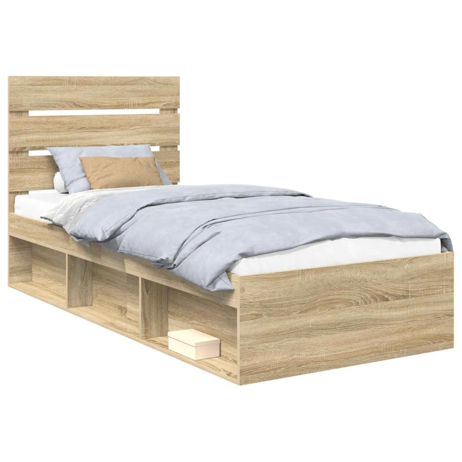 vidaXL Bettrahmen Sonoma-Eiche 75 x 190 cm Massives Kiefernholz 3411802