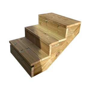 Vinuovo Gartentreppe aus Holz, 3 Stufen, 60cm breit, mit Setzstufen. Ideal für den Außenbereich.