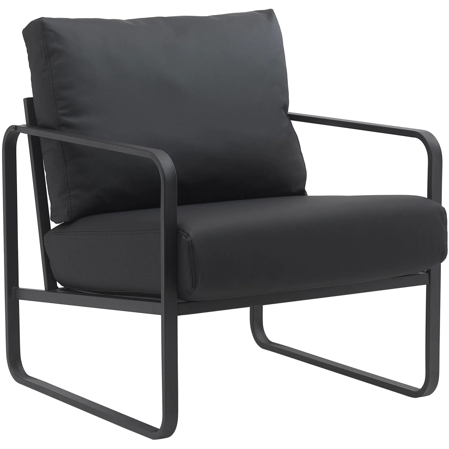 DELUKE Lounger Sessel JAKART Kunstleder Schwarz 70x74x82cm Loungesessel Wohnzimmer Bequem Clubsessel Sessel Hotel