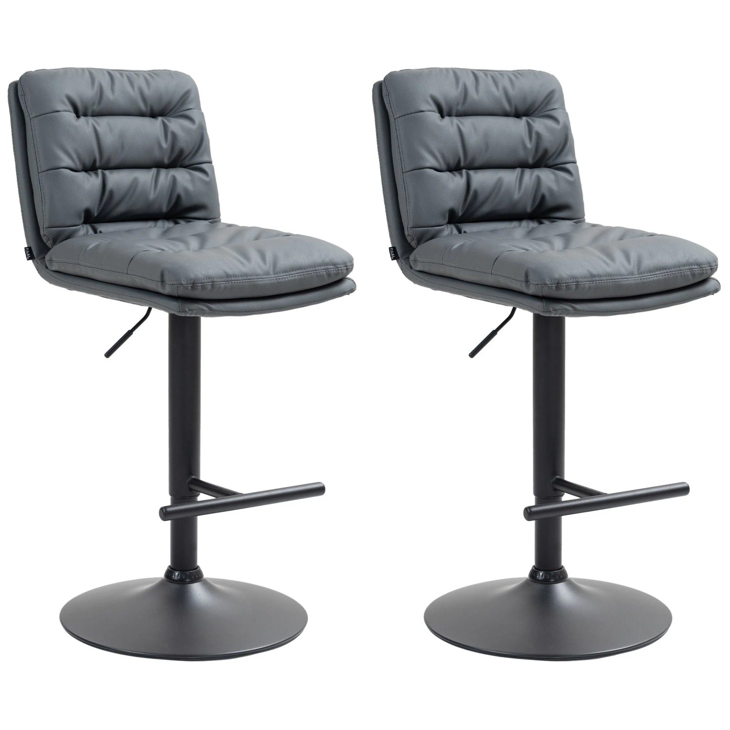 CLP 2er Set Barhocker Damar Kunstleder Grau/Schwarz