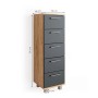 Vicco Badschrank Ilias in Eiche/Anthrazit, 30x95 cm, mit 5 Schubladen für Badutensilien.