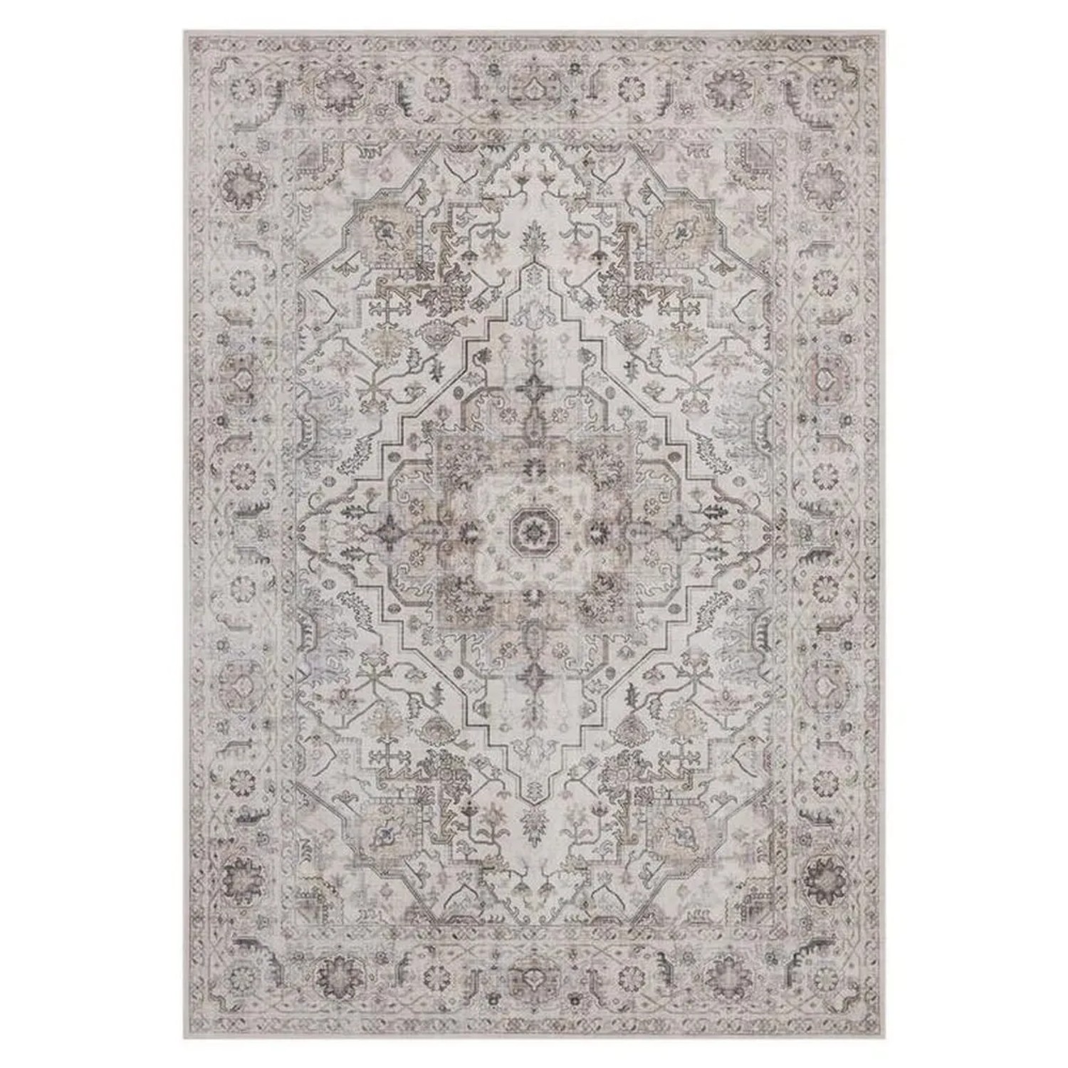 Vercai Rugs Teppich Flanel Ornament Beige Grau 200 x 290 cm