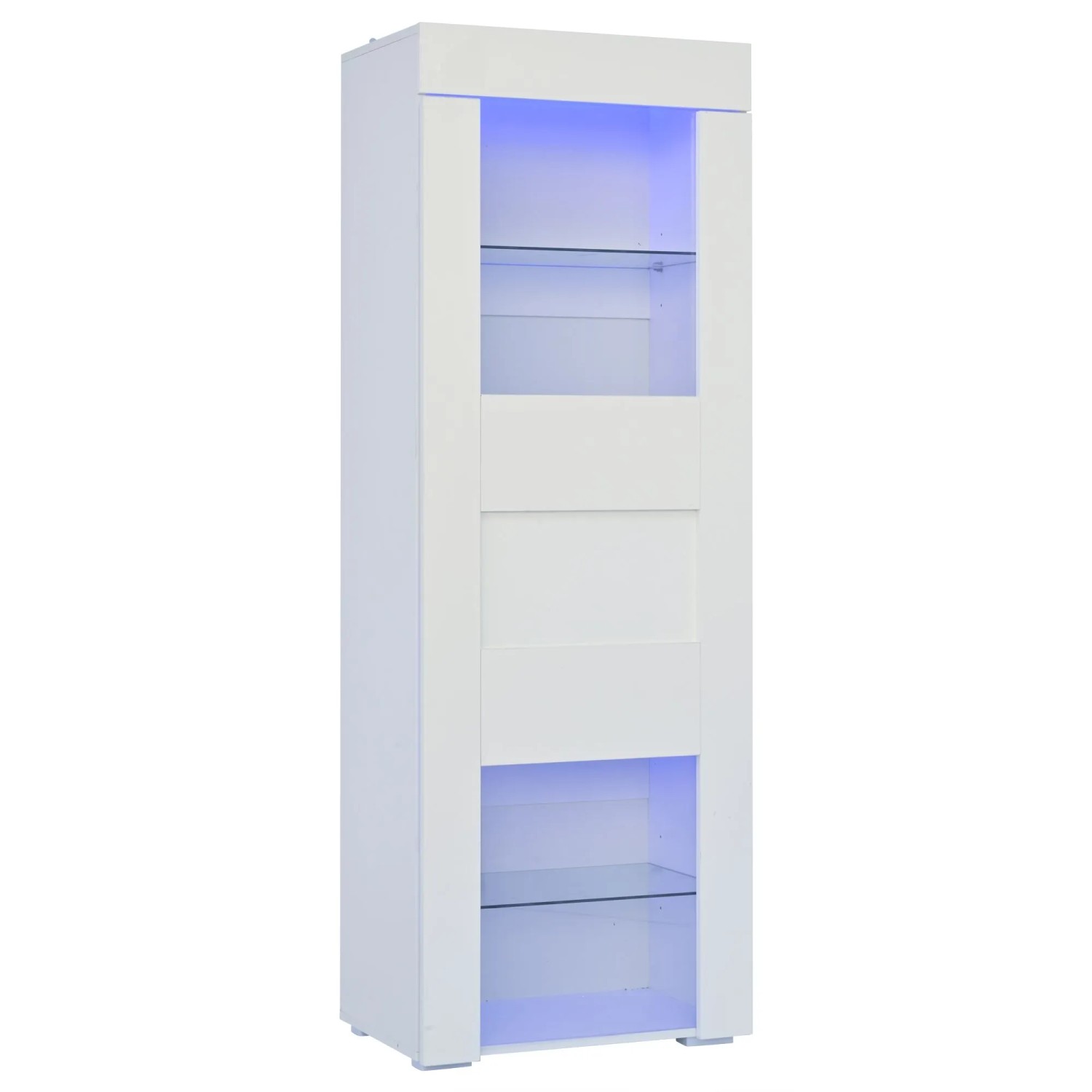 PXloue Vitrine Weiß mit LED RGB  60 x 40 x 170 cm MDF   Hochglanz Highboard